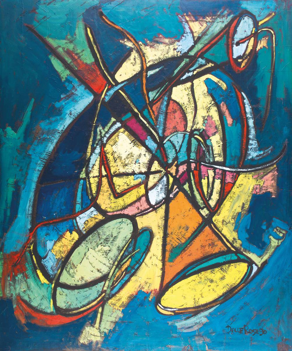 Delle Rose, italienischer Künstler, ohne Titel, Acryl/Lwd, sign., dat. 90, ca. 100x120 cm, Rahmen
