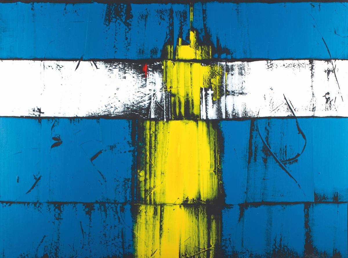 Delle Rose, italienischer Künstler, Acryl/Lwd, sign., dat. 90, ca. 96x120 cm, Rahmen