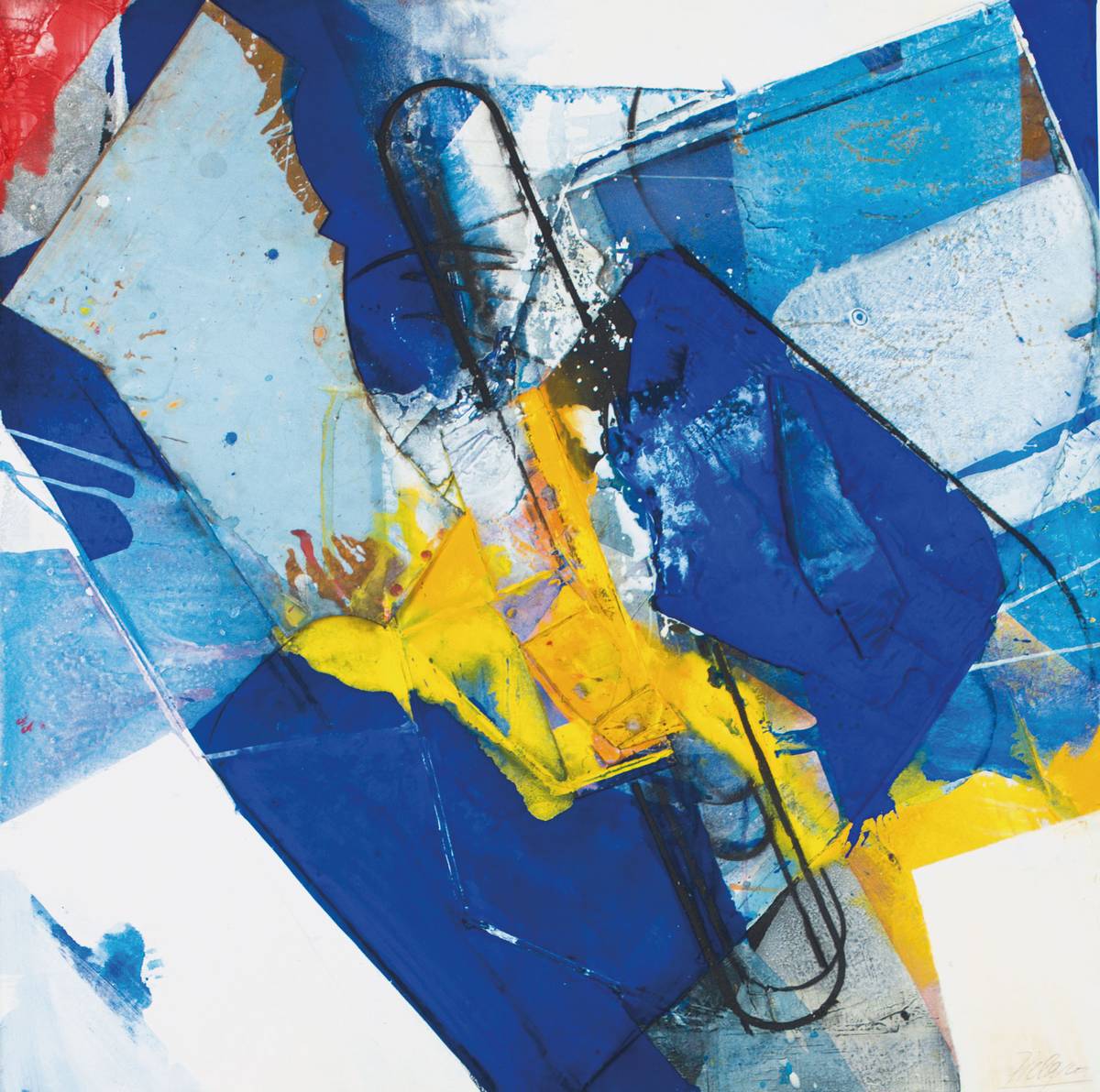 Robert Zielasco, geb. 1948 Wien, Ohne Titel, Mischtechnik/ Collage auf Lwd, ca. 110x110 cm, gerahmt