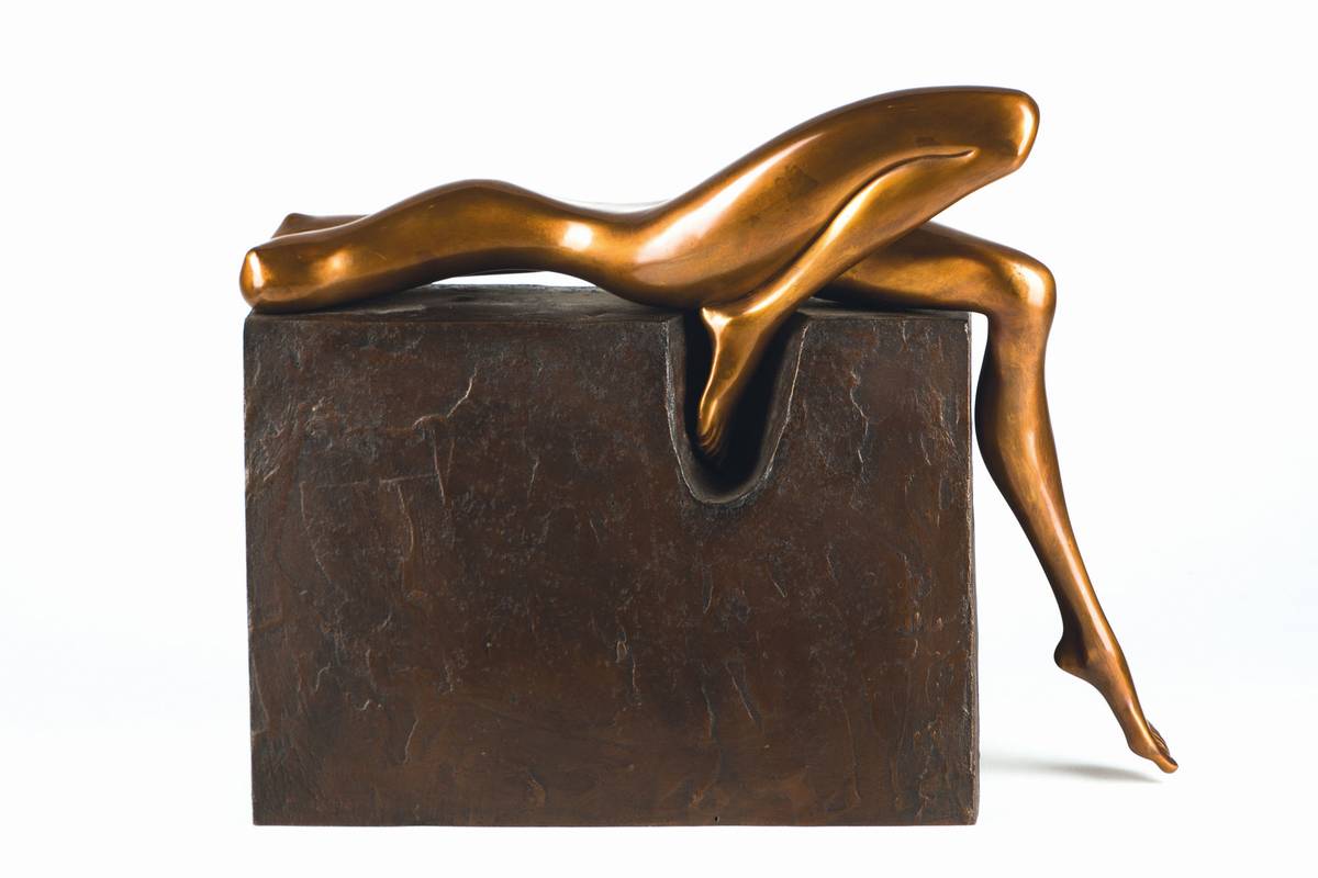 Bruno Bruni, geb. 1935 Gradara, La Stradiata, Bronzeskulptur mit goldener und brauner Patina, sign., num. 12/99, ca. 40x48cm