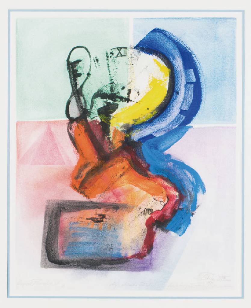 Ernst Peter Rade, geb. 1938 Heidenau, Farbflächen, Aquatinta/Pinselzeichnung, re unten sign., dat. 1989, betitelt, Blattgr. 75x60 cm, unter Glas ...
