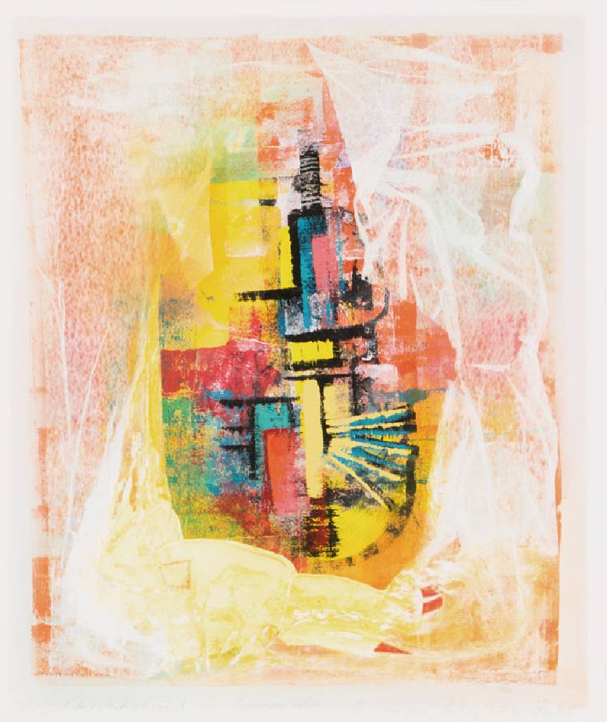 Ernst Peter Rade, geb. 1938 Heidenau, Heller Mittag in New York, Acrylmischtechnik/ Collage, re unten sign., dat. 1989, betitelt, ca. 55x45 cm, unter ...