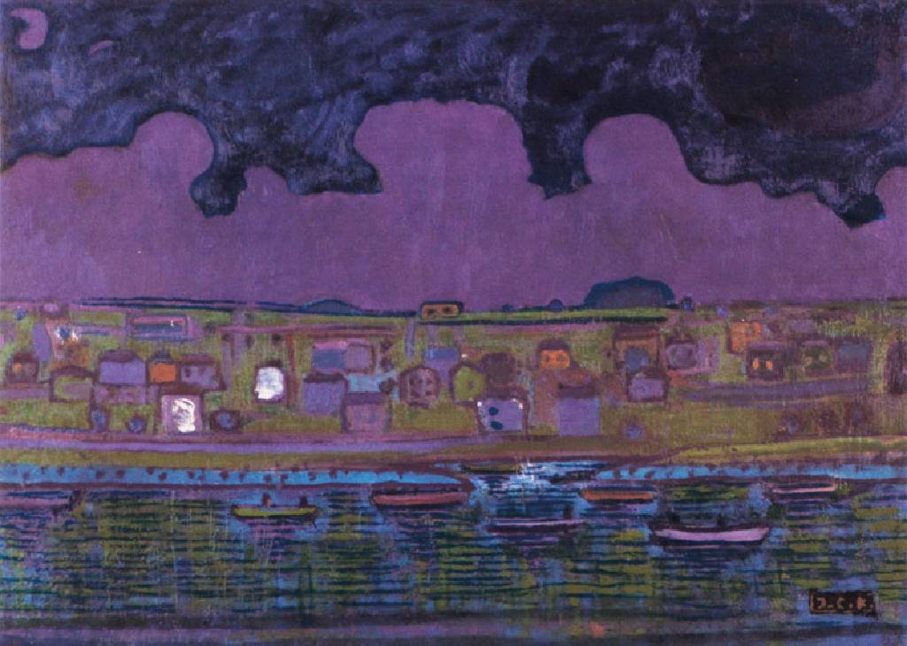 Ishan Cemal Karaburcak, 1897-1970, Türkei, Evening at the seaside, Ölkunstdruck auf Keramikplatte, drucksign., limitiert auf 1000 Exemplare, ca. ...
