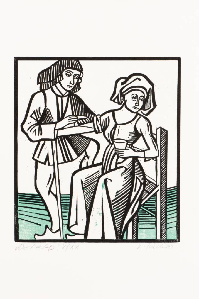 Detail a: Heinz Friedrich, geb. 1924 Schwetzingen, Künstlermappe Heilmethoden in der Kunst, 12 Original-Holzschnitte, teils farbig, je handsigniert, betitelt, ...