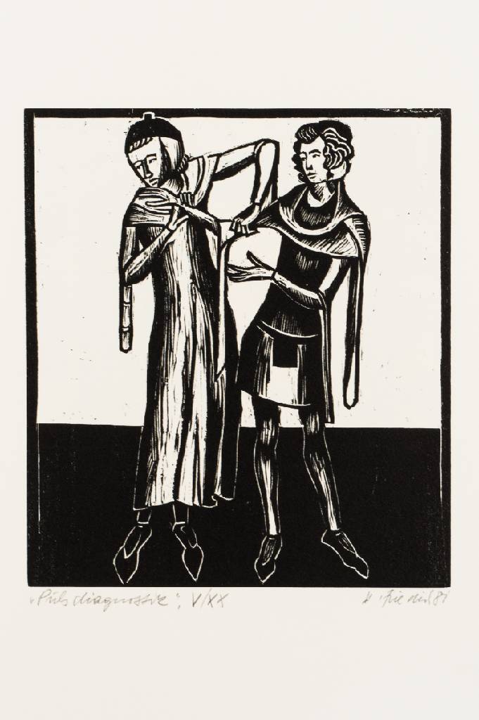 Detail b: Heinz Friedrich, geb. 1924 Schwetzingen, Künstlermappe Heilmethoden in der Kunst, 12 Original-Holzschnitte, teils farbig, je handsigniert, betitelt, ...