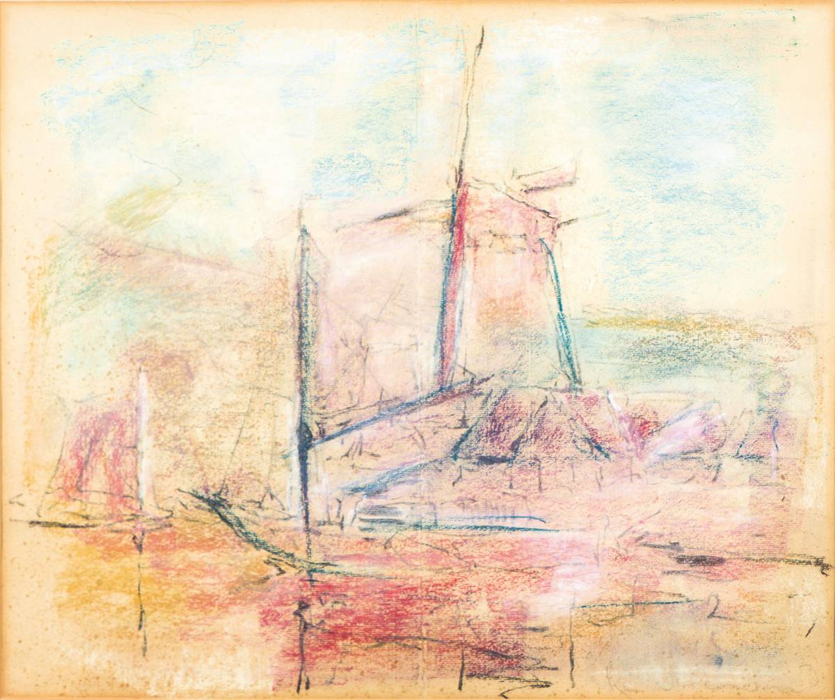 Rudi Baerwind, 1910-1982, Ohne Titel, Pastell/Papier, sign., PP, 43x53 cm, unter Glas gerahmt