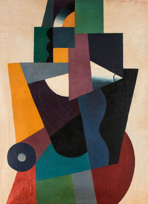 unbekannter Künstler der russischen Avantgarde, etwa um 1920, keine Signatur, oben rechts kyrillisch beschriftet, ca. 75x55 cm