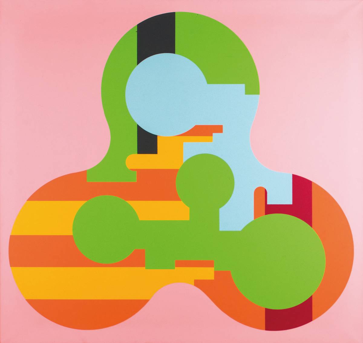 Harry Kramer, 1925-1997, Teilnehmer der documenta III 1964, hier: Farbserigraphie auf Lwd, verso sign., num. 9/12, ca. 93x100 cm, Rahmen
