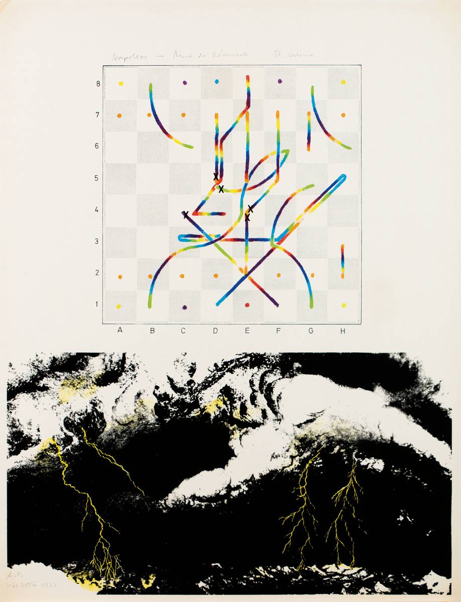 Detail d: Ugo Dossi, geb. 1943 München, Schachpartie, Serie aus 10 Farbserigraphien, je handsign., mit Nennung der Spieler, Blattgr. 65x59 cm, ein Blatt mit ...