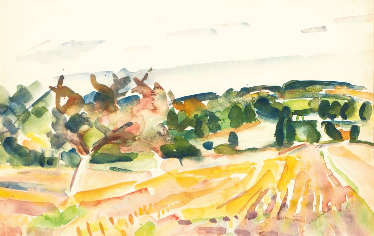 Eduard Bargheer, 1901-1979, Aquarell, sign.,PP, Ausschnitt 30x47 cm, unter Glas gerahmt