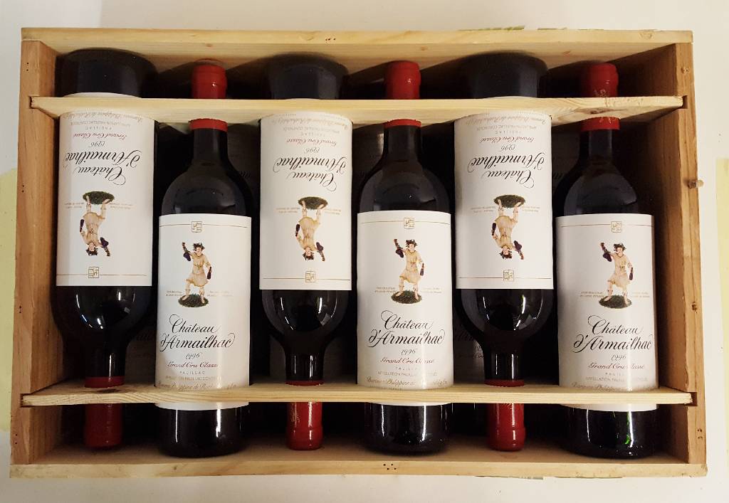 12 Flaschen 1996 Chateau d'Armailhac, Baronne Philippine de Rothschild, Pauillac, Grand Cru Classe, je ca. 75 cl, 12,5 % Vol., unverkostet, ...