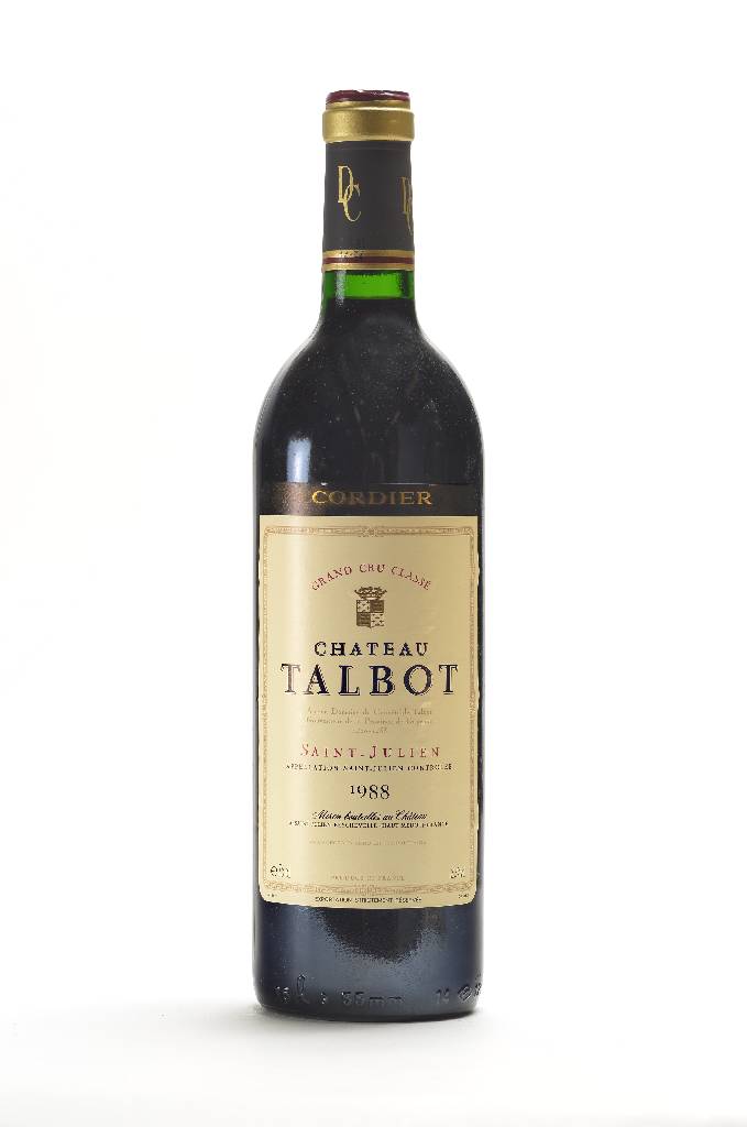 12 Flaschen 1988 Chateau Talbot, Domaine Cordier, Saint-Julien, Grand Cru Classe, je ca. 75 cl, 12,5 % Vol., Füllstände: je ca. into neck, ...