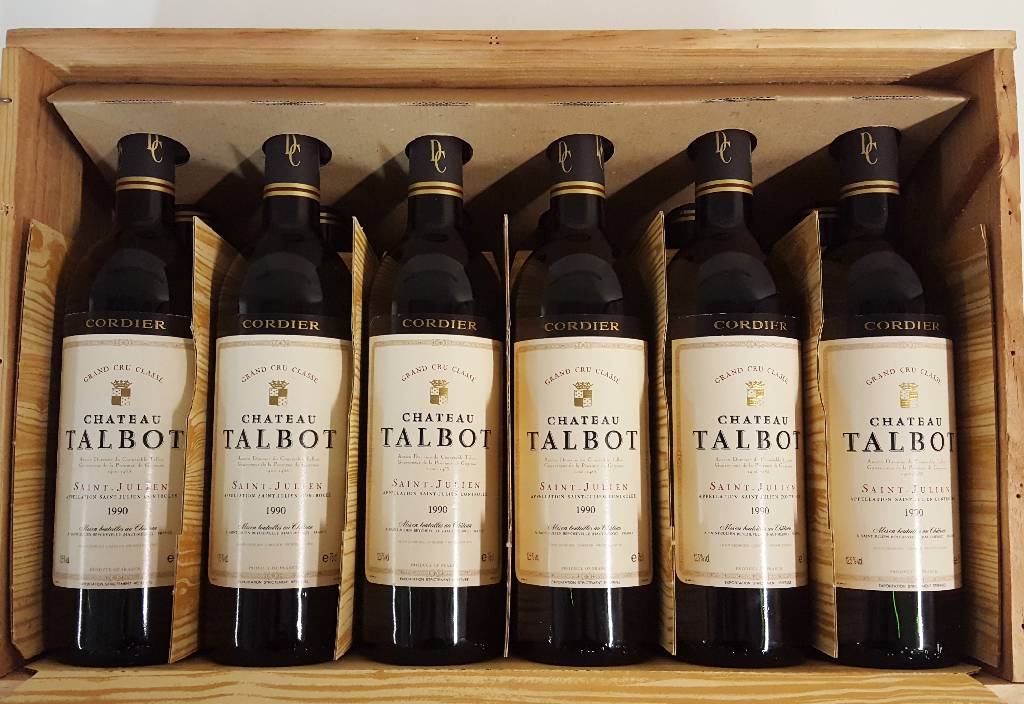 12 Flaschen 1990 Chateau Talbot, Domaine Cordier, Saint-Julien, je ca. 75 cl, 12,5 % Vol., Füllstände: je ca. into neck, unverkostet, sehr gute ...