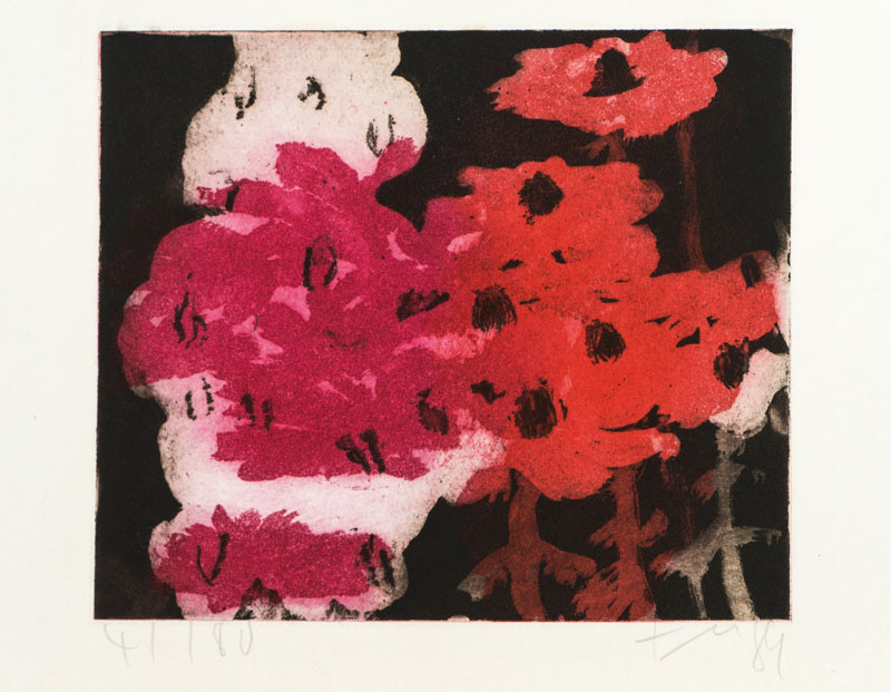 Klaus Fussmann, geb. 1938 Velbert, Phlox und Echinacea, Farbradierung, handsign. und num. 4/180, ca. 20x23cm