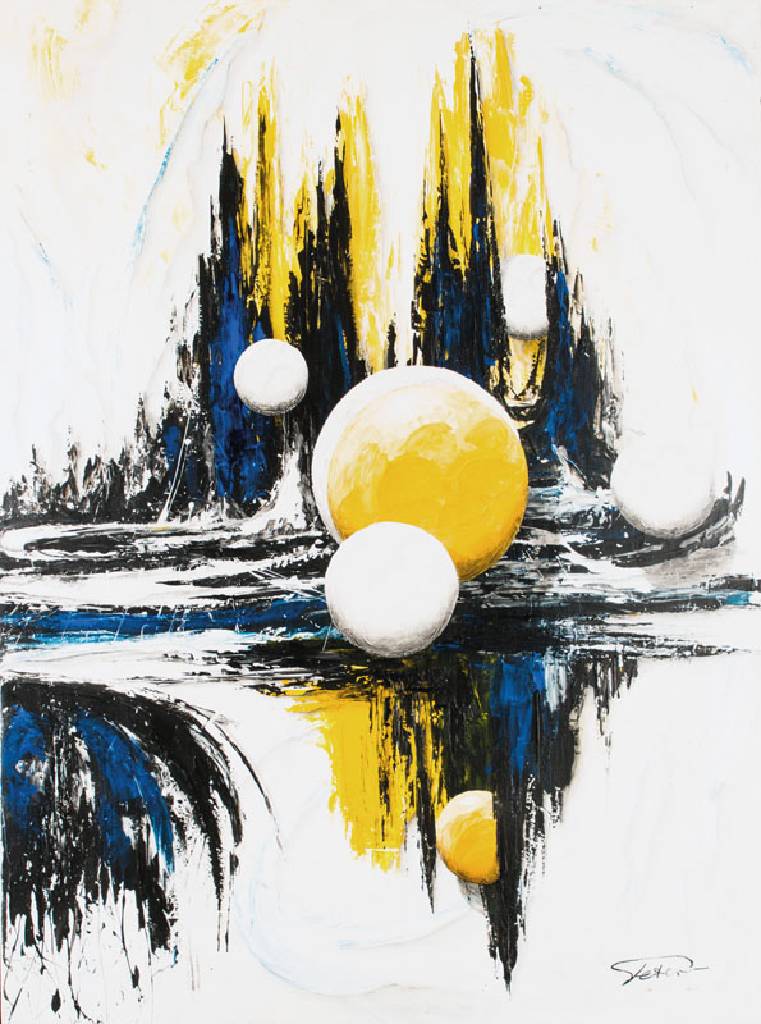 Konrad Peter, geb. 1940 Tübingen, Mit Gelb, Acryl/Lwd, sign., 120x90 cm
