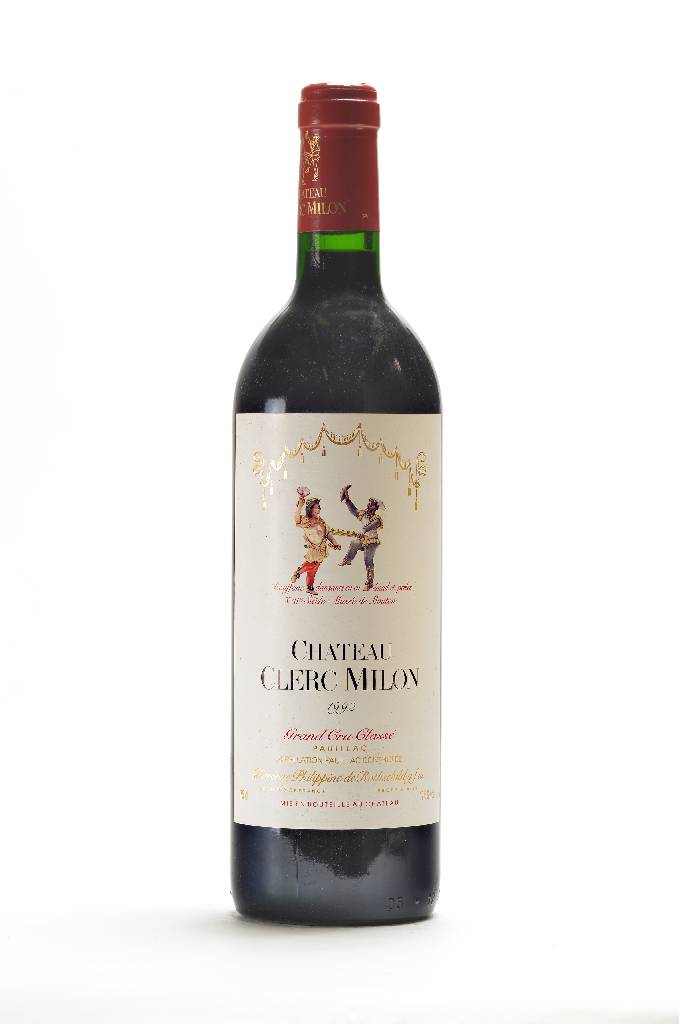 6 Flaschen 1992 Chateau Clerc Milon, BaronnePhilippine de Rothschild, Pauillac, Grand Cru Classe, je ca. 75 cl, 12,5 % Vol., Füllstände:je ca. into ...