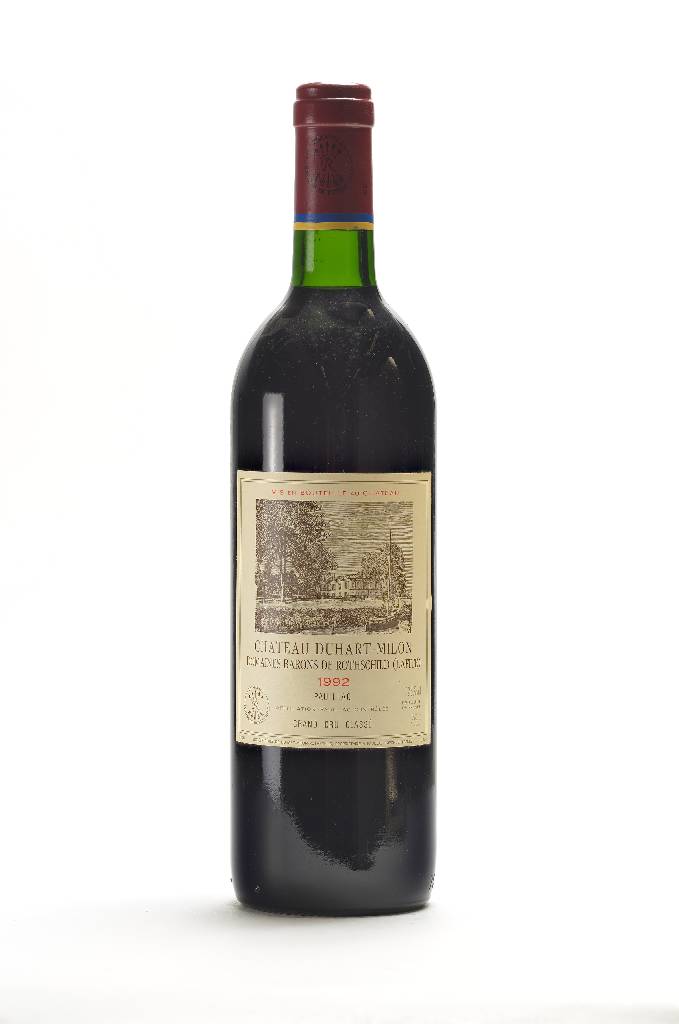 6 Flaschen 1992 Chateau Duhart-Milon, Domaines Barons de Rothschild (Lafite), Pauillac, Grand Cru Classe, 12,5 % Vol., je ca. 75 cl, Füllstände: je ...