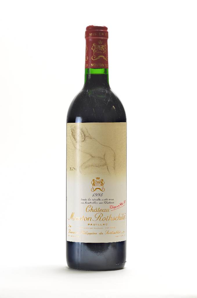 2 Flaschen 1993 Chateau Mouton Rothschild, Pauillac, Premier Cru Classe, Künstleretikett:Balthus, je ca. 75 cl, 12,5 % Vol., unverkostet, ...