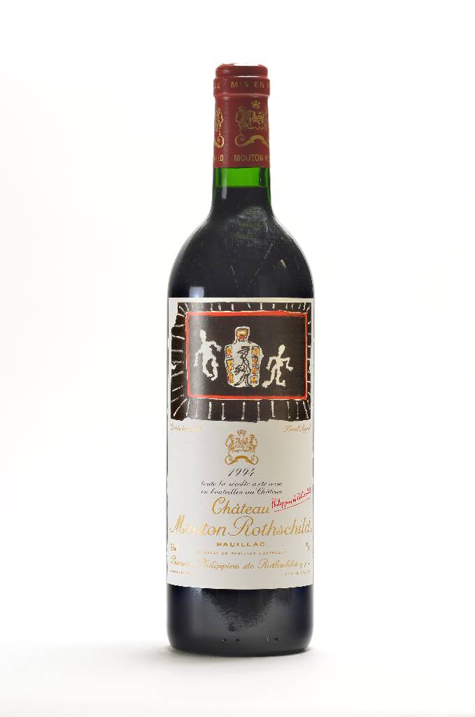 1 Flasche 1994 Chateau Mouton Rothschild, Pauillac, Premier Cru Classe, Künstleretikett:Karel Appel, ca. 75 cl, 12,5 % vol., unverkostet, ...