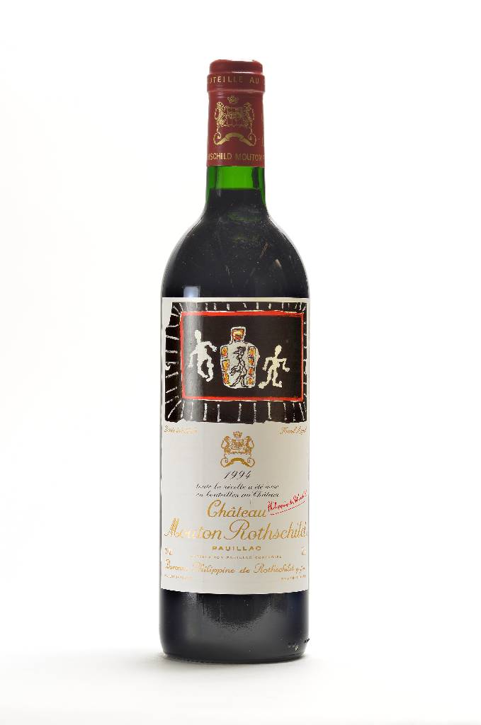 2 Flaschen 1994 Chateau Mouton Rothschild, Pauillac, Premier Cru Classe, Künstleretikett:Karel Appel, je ca. 75 cl, 12,5 % Vol, unverkostet, ...
