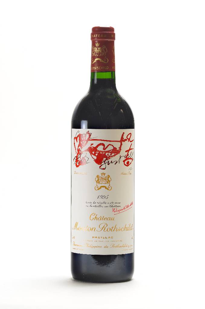 2 Flaschen 1995 Chateau Mouton Rothschild, Pauillac, Premier Cru Classe, Künstleretikett:Antoni Tapies, je ca. 75 cl, 12,5 % Vol, unverkostet, ...