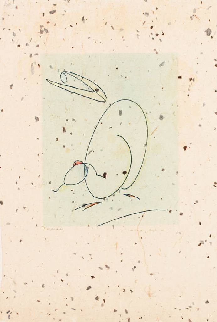 Max Ernst, 1891-1976, L´oiseau mére, Farbradierung auf gewalztem Japanpapier mit grünlicher Aquarellierung, 1972, handsign., Essai, Platte 25x20 ...
