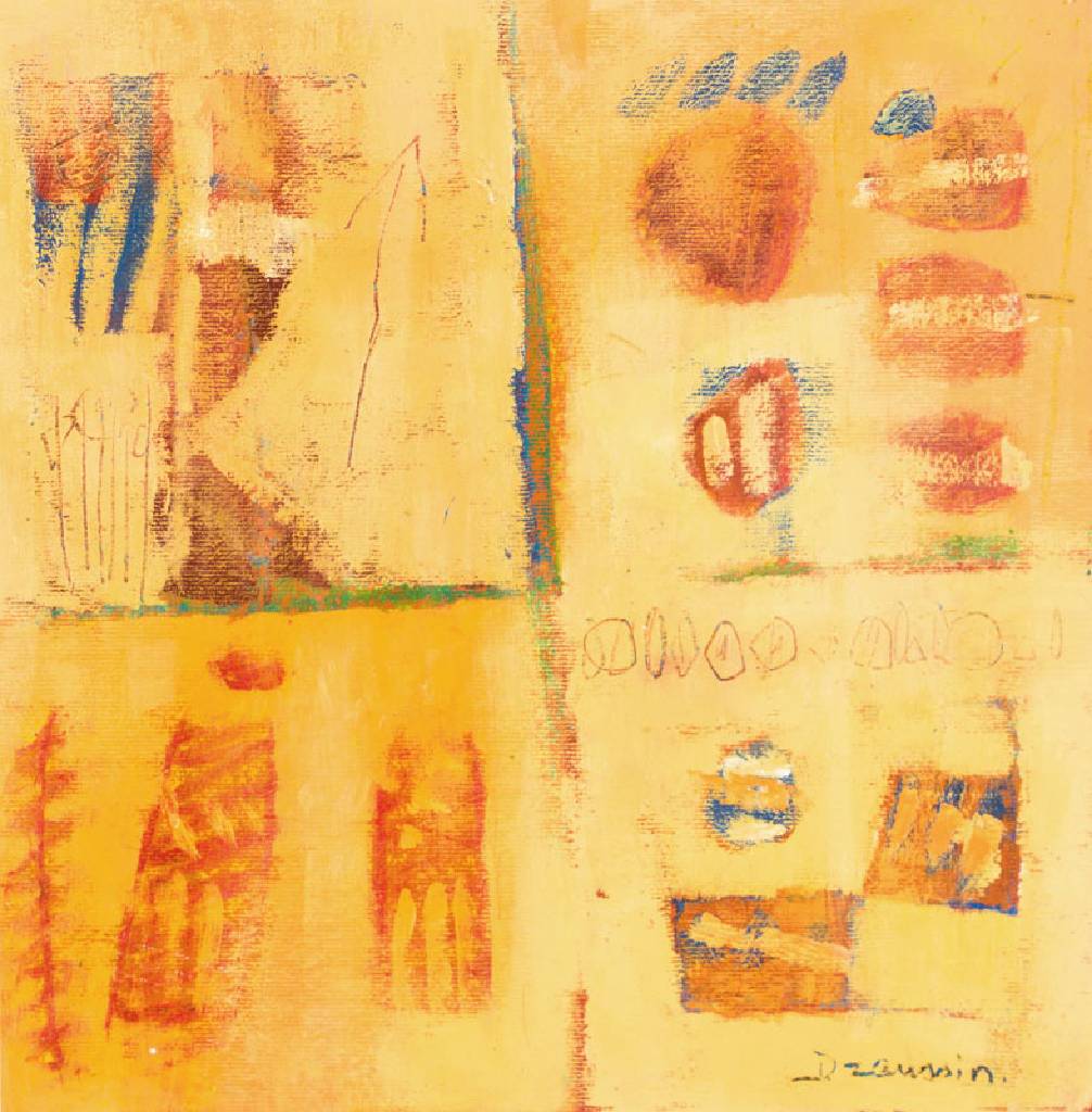 Dominique Draussin, geb. 1948 Frankreich, Konvolut aus 2 Malereien, Öl/Karton, je sign.,je ca. 35x36 cm, unter Glas gerahmt, Rahmen ca. 69x68 cm