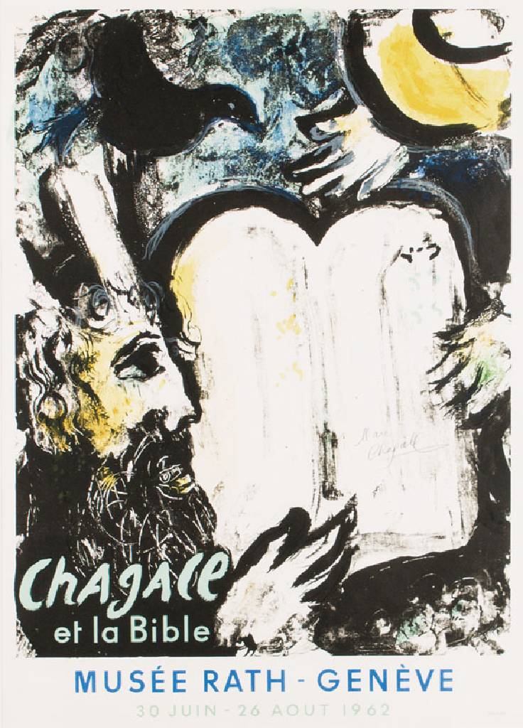 Marc Chagall, 1887-1985, Chagall et la Bible/ Moses und die zehn Gebote, Farblithographie, Ausstellungsplakat 1962 MusÃ©e Rath Genf, WVZ Nr. 362, ...