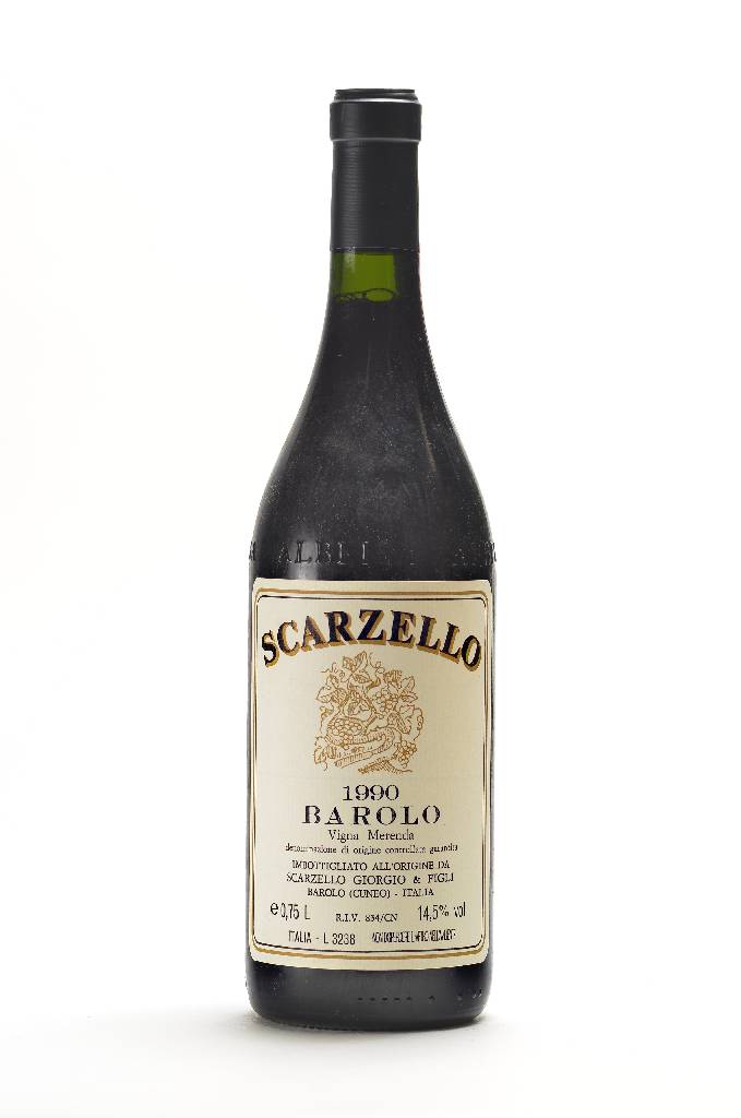 12 Flaschen 1990 Scarzello Barolo, je ca. 75cl, 14,5 % Vol., unverkostet, Abstände zwischen Kapseln und Wein: je ca. 1,8-2 cm, sehr selten im ...
