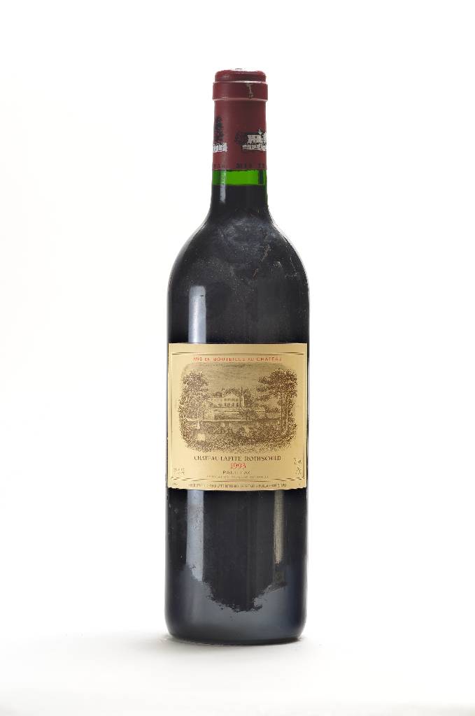 1 Flasche 1993 Chateau Lafite Rothschild, Pauillac, ca. 75 cl, 12,5 % Vol, Füllstand: ca. into neck, unverkostet, sehr guter Erhaltungszustand, ...