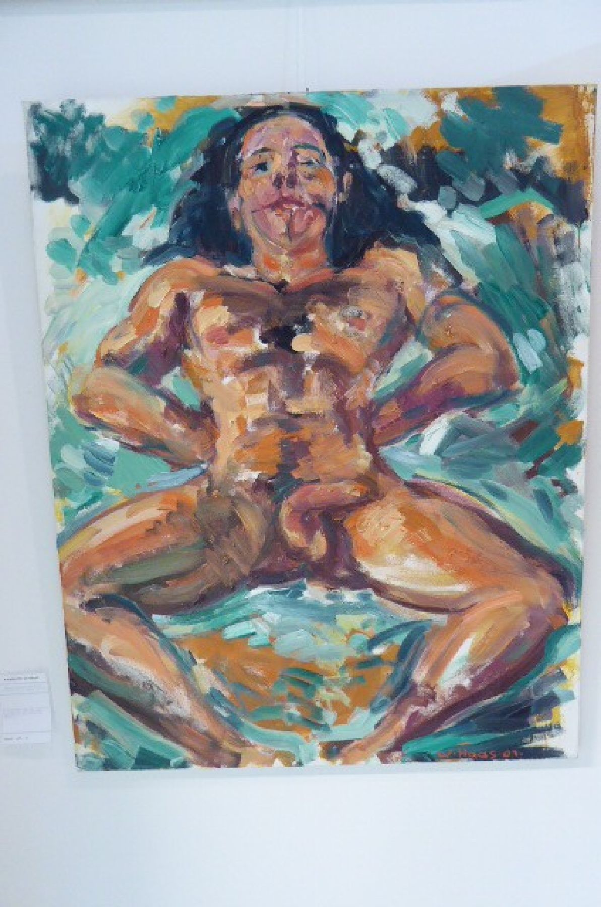 Willibrord Haas, geb. 1936, Libonati, männlicher Akt, Acryl/Lwd, sign., verso betitelt, dat. (20)01, ca. 100x80 cm