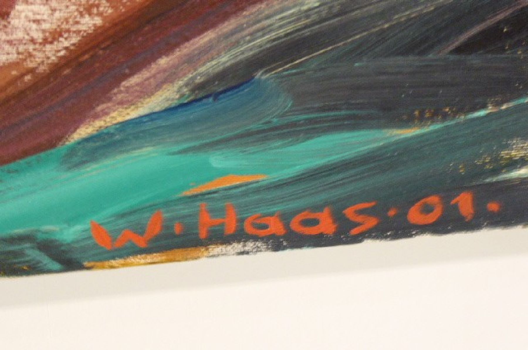 Detail a: Willibrord Haas, geb. 1936, Libonati, männlicher Akt, Acryl/Lwd, sign., verso betitelt, dat. (20)01, ca. 100x80 cm