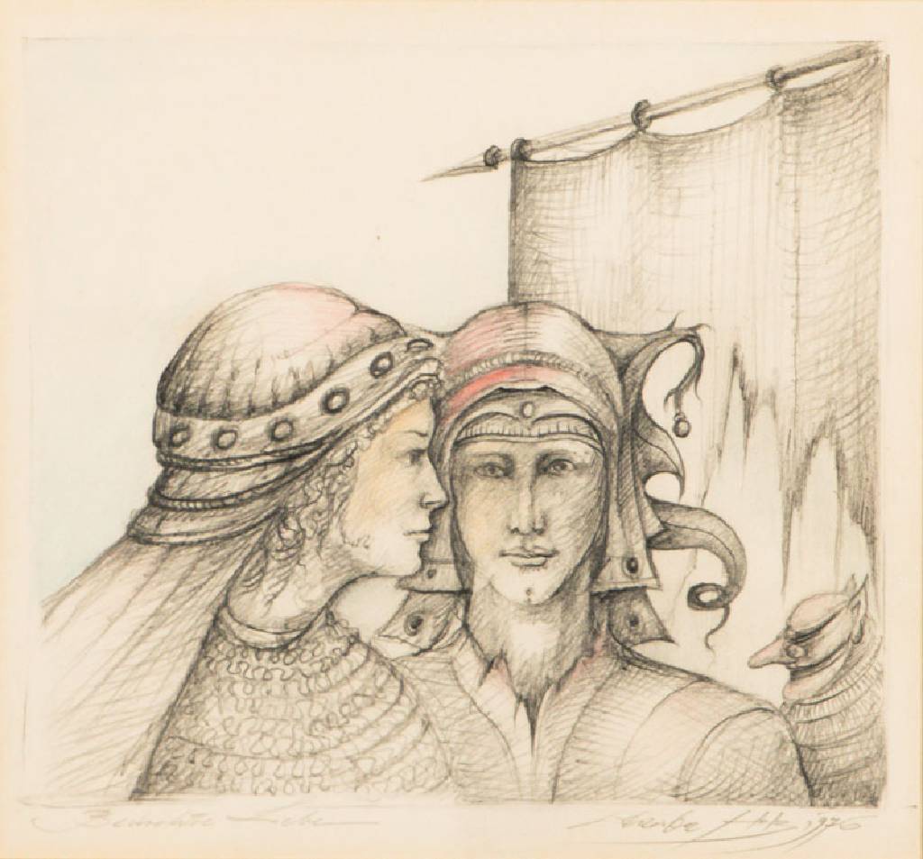 Werner Holz, 1948-1991, Zeichnung, sign., dat. 1976, ca. 16,5x18 cm, unter Glas gerahmt