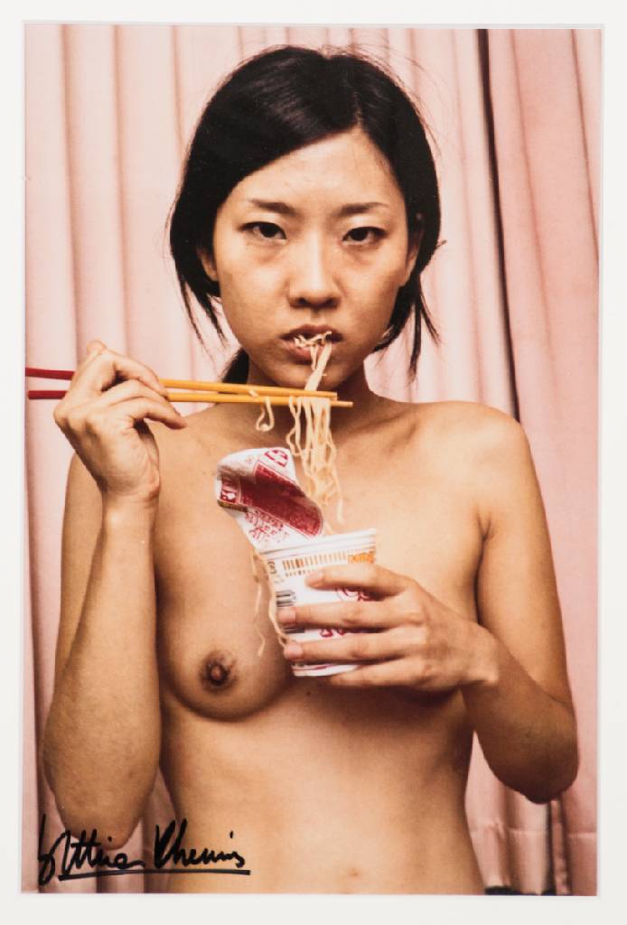Bettina Rheims, geb. 1952, Nude eating noodles, sign.,