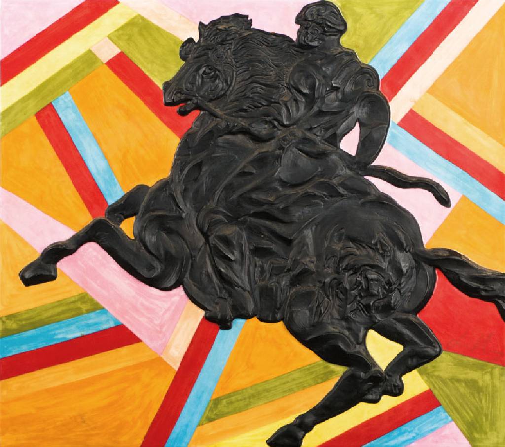 Sandro Chia, geb. 1946, Palio schwarz, Porzellan von Rosenthal, verso sign., num. 43/125, 40x45x1 cm