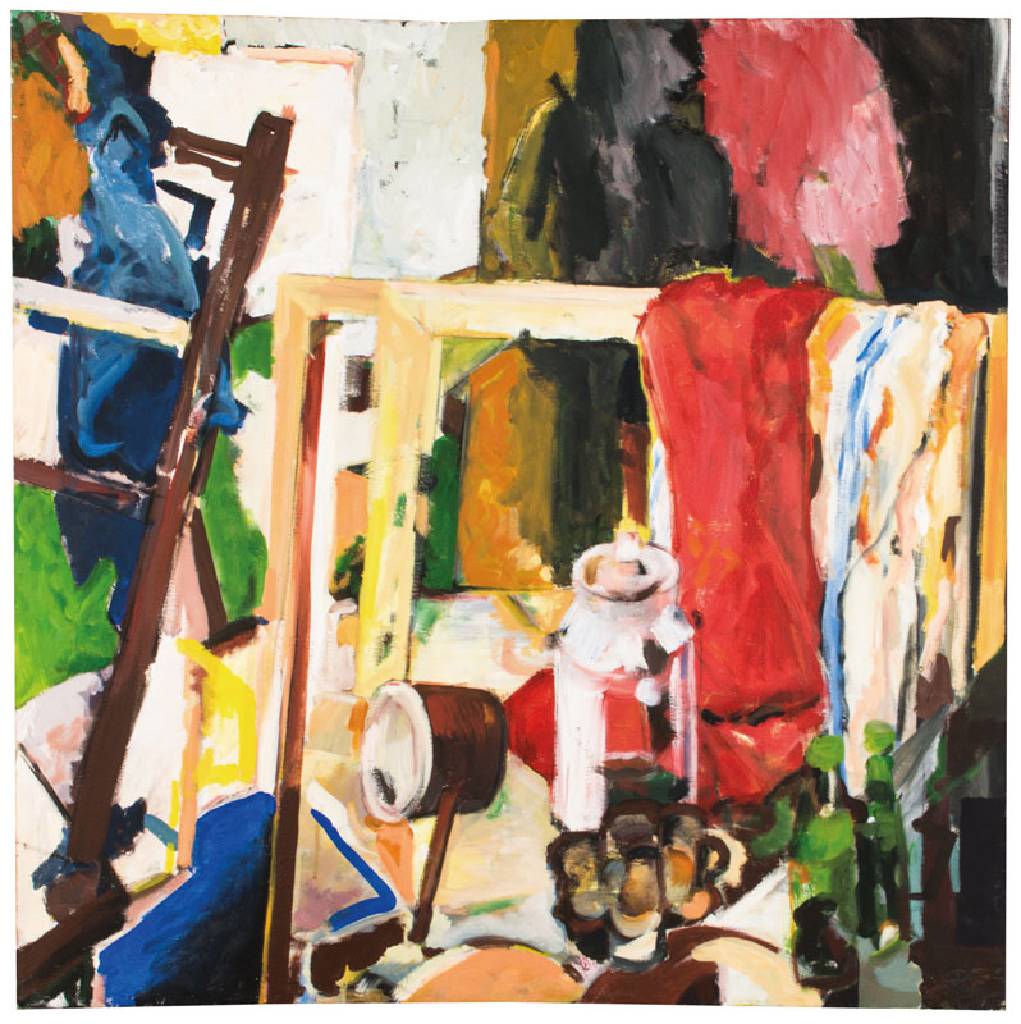Kristina McCabe, geb. 1976 Bielefeld, Still life Studio, Acryl/Lwd, sign., verso sign., dat. 1999, 100x100cm