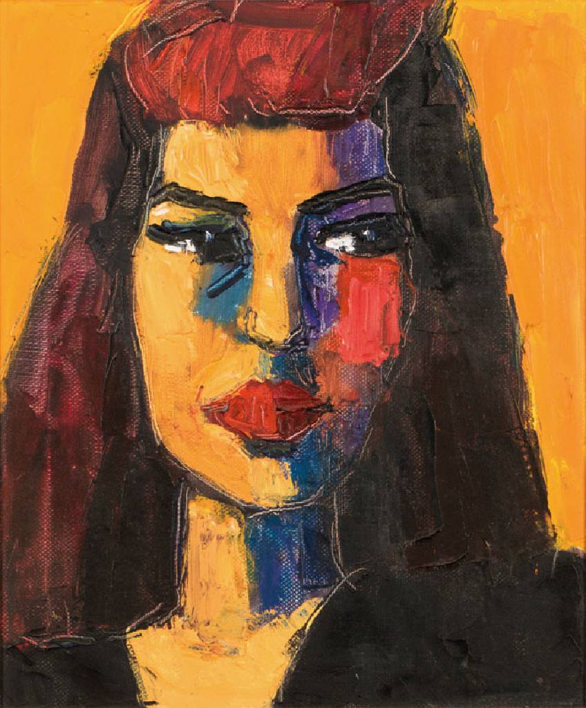 Gernot Kissel, 1939 Worms - 2008, Frauenporträt, Öl/Lwd, unsign., aus dem Atelier stammend, ca. 56x57 cm, Rahmen