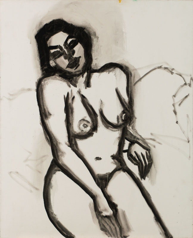 Gernot Kissel 1939-2008, Akt Skizze, Öl/Lwd,unsign., aus dem Atelier stammend, ca. 80x65 cm