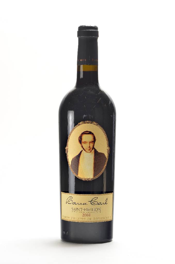 13 Flaschen 2008 Baron Carl, Saint-Emilion, Baron Philippe de Rothschild, 13 % Vol., je ca. 75 cl, Füllstände: je ca. into neck, unverkostet, sehr ...
