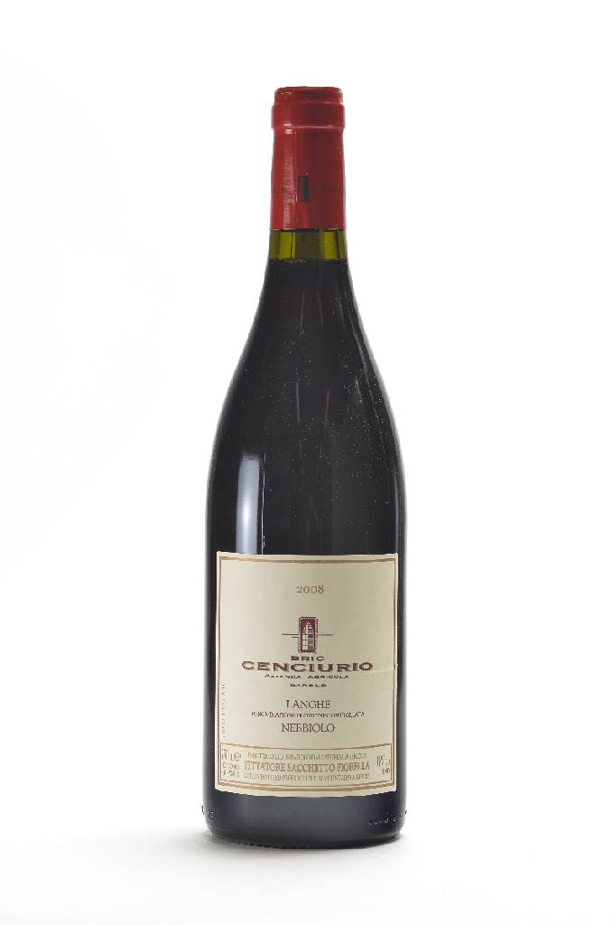 12 Flaschen 2008 Bric Cencurio Nebbiolo, Langhe, je ca. 75 cl, 14 % Vol., unverkostet, Abstände zwischen Kapsel und Wein: je ca. 1,2 cm, selten im ...