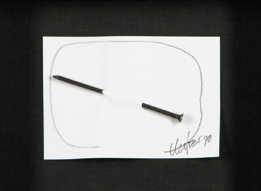 Günther Uecker, geb. 1930, Nagelbild, Bleistift/Nagel auf Velin, handsign., dat. (19)90, Blattgr. 10,5x15cm, unter Glas im Objektrahmen gerahmt