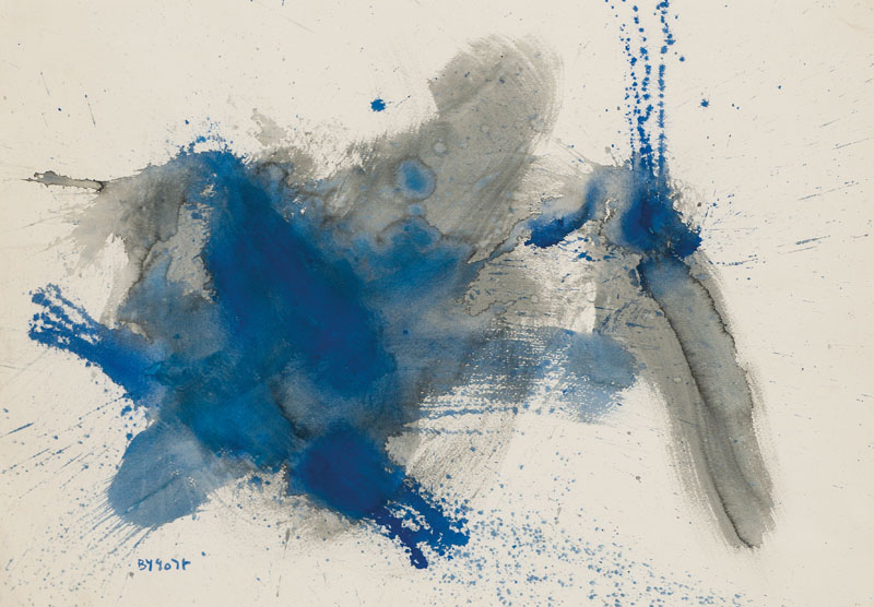Bernard Bygodt, 1939-2004, Abstrakte Komposition in Grau und Blau, Gouache auf Papier, um 1968, sign., Blattgr. ca. 53x75 cm, unter Glas gerahmt