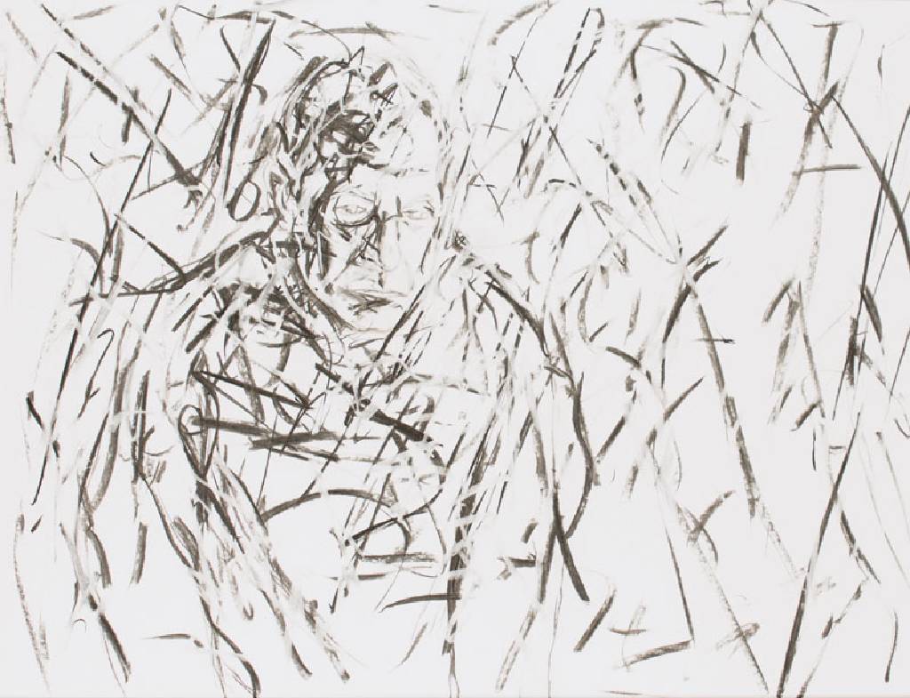 Michael Ditteney, geb. 1965 Karlsruhe, P107,Kohle/Papier, 1999, sign., ca. 70x90cm, unter Glas gerahmt, 95x75 cm