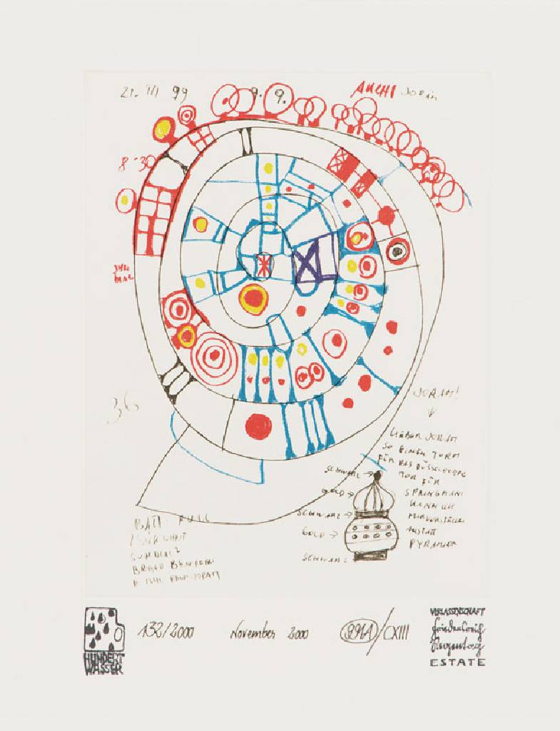 Detail a: Friedensreich Hundertwasser, 1928-2000, Werkverzeichnis Band II mit Radierung, sign., num. 758/10000, ca. 26x21x10 cm, inklusive einer Radierung mit ...