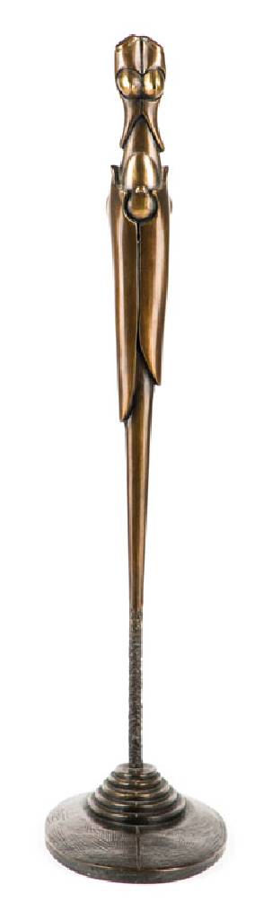 Paul Wunderlich, 1927-2010, Stufenpyramiden-Stele, 1994, Bronzeskulptur mit goldener Patina, sign., num. 556/1250, H. ca. 37 cm