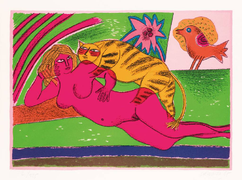 Detail b: Corneille, 1922-2010, Mappe mit 4 Farblithografien, aus der Edition Galerie Silkeborg, je sign., je num. 32/125, Blattgr. 50x65 cm