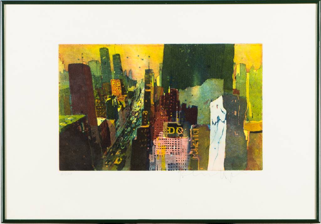 unbekannter zeitgenössischer Künstler, evtl. Brandt, Konvolut aus 3 Farbradierungen, je sign., num., dat. 1997, Platte 19x29,5 cm, je unter Glas ...