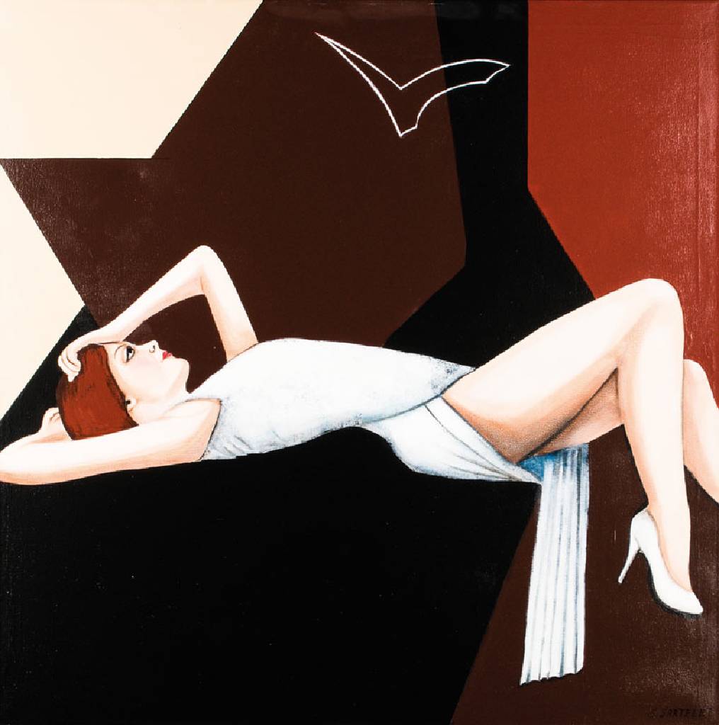 Silvia Sartelet, geb. 1947 Berlin, Frauendarstellung, Acryl/Lwd, sign., 100x100 cm