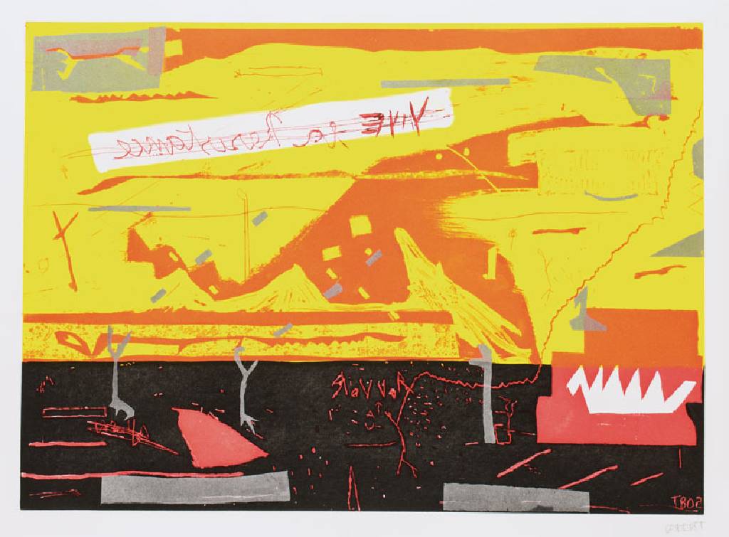 Tjorg Douglas Beer, geb. 1973, Holzschnitt collagiert auf Karton, handsign., Blattgr. 57x76 cm