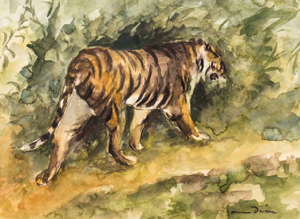 Otto Dill, 1884-1957, Raubtier, Aquarell aufdickem Papier, handsign., Blattgr. 30x40 cm, PP